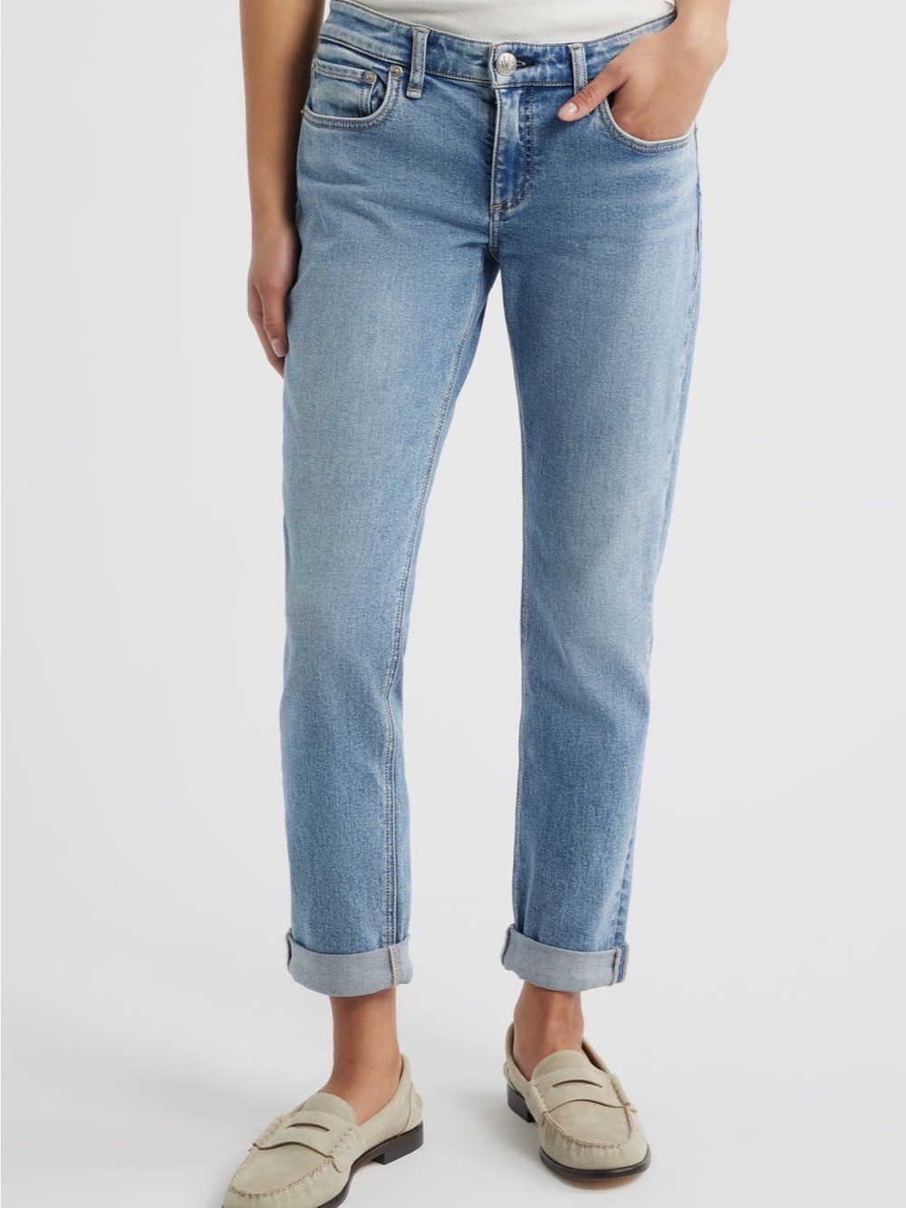 rag & bone Dre low rise slim boyfriend cropped ankle jeans in redwood wash 29